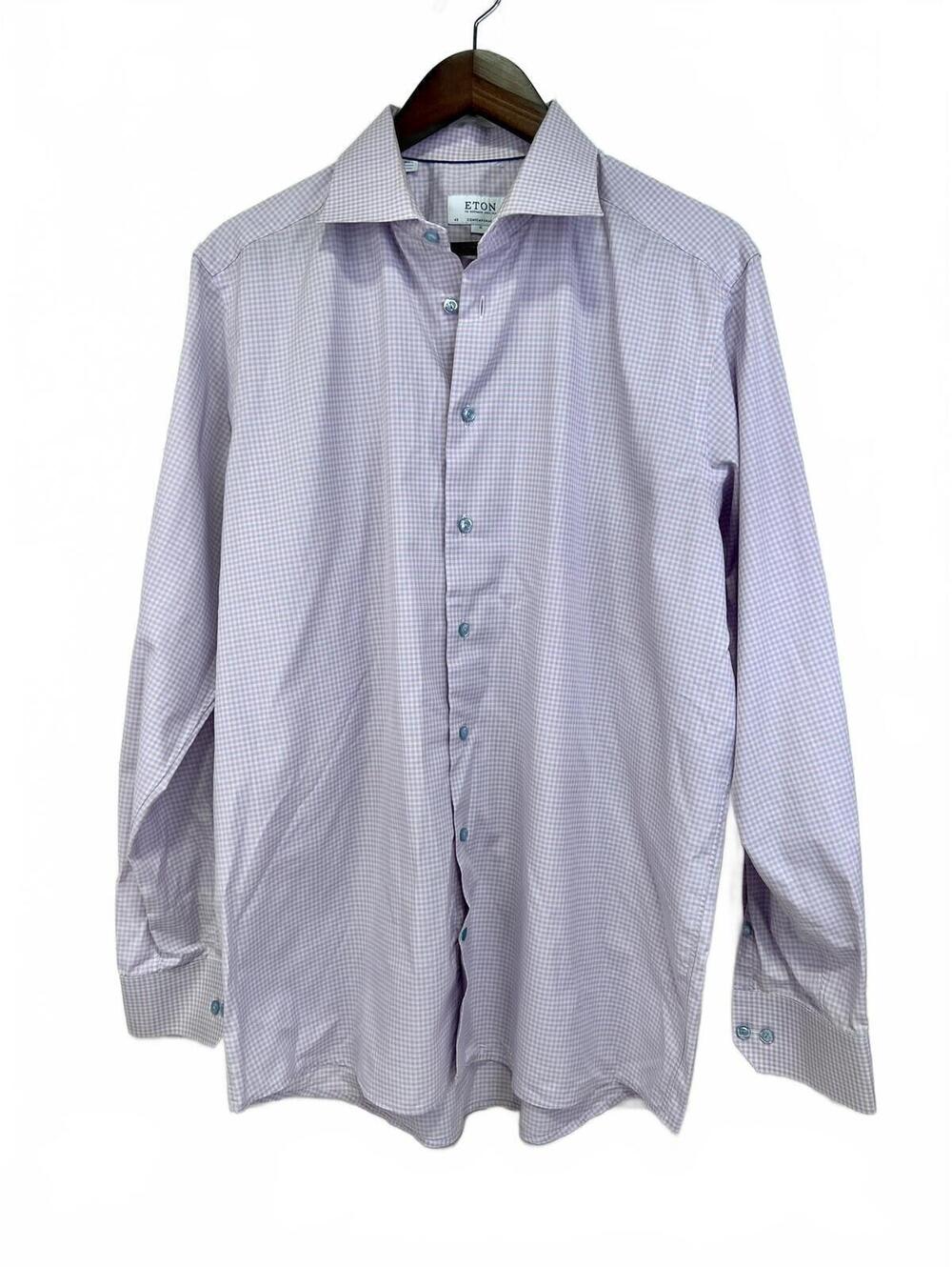 Eton Contemporary Men's XL Lavender Microcheck Dress Shirt